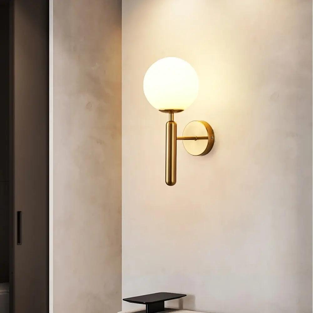 Glass Globe Wall Light | Opal or Ripple Glass, Gold or Black