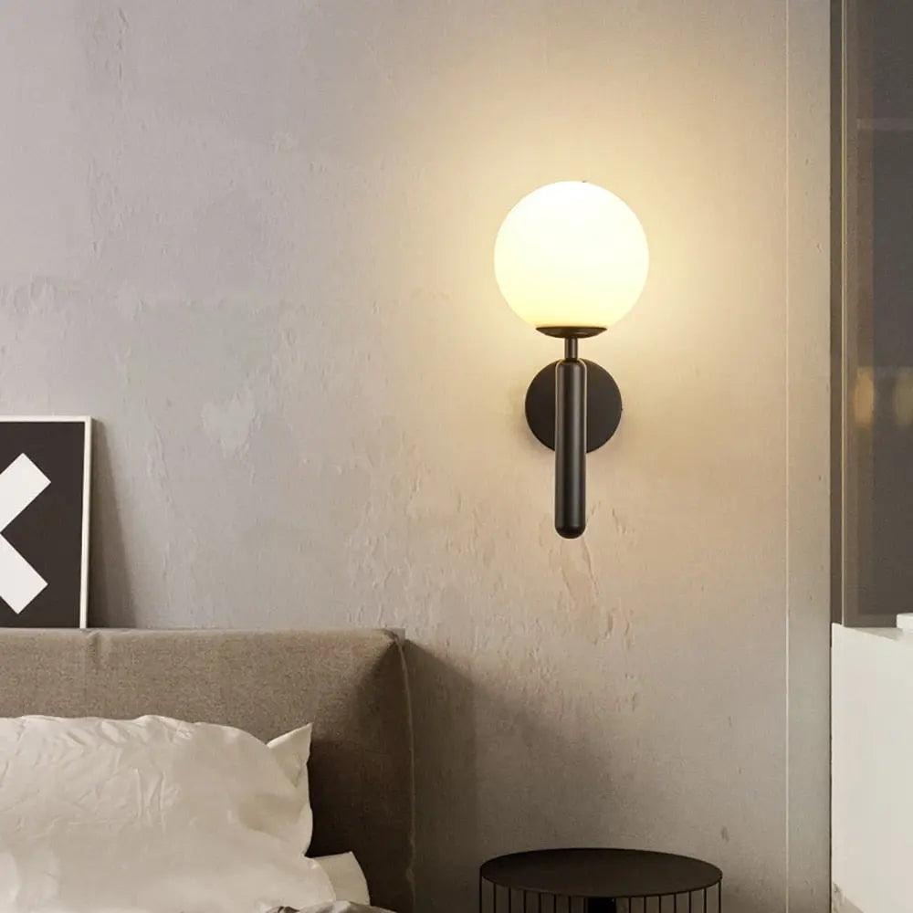 Glass Globe Wall Light | Opal or Ripple Glass, Gold or Black