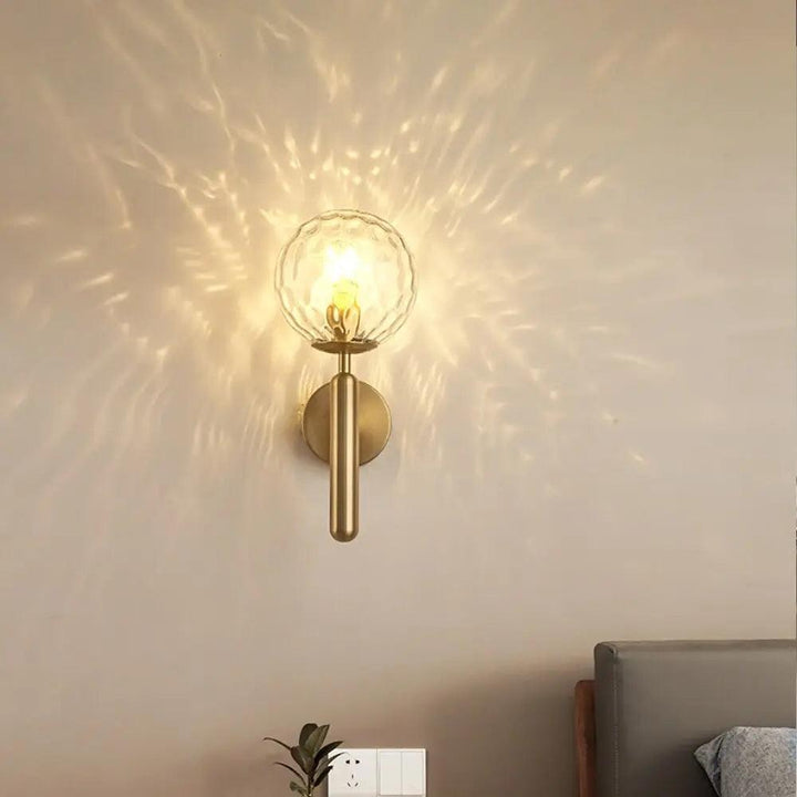 Glass Globe Wall Light | Opal or Ripple Glass, Gold or Black