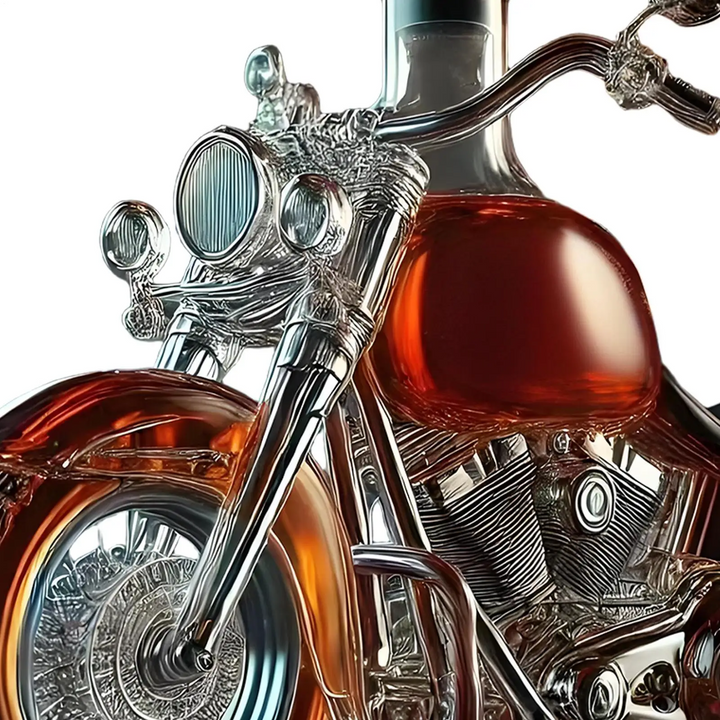 Glass motorcycle whiskey decanter