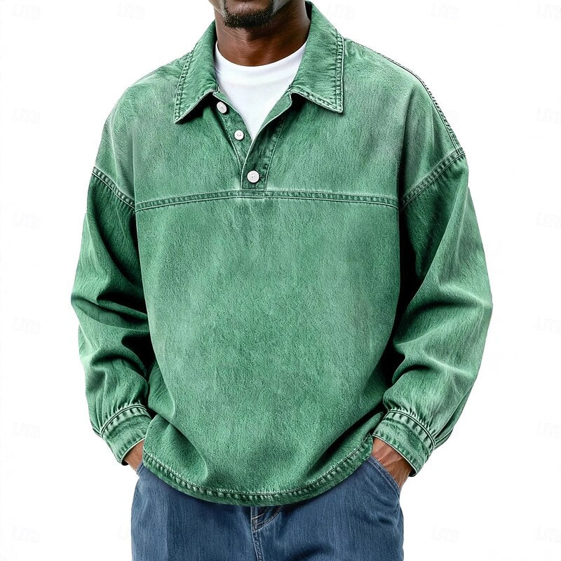 Men's Long-Sleeve Half-Button Summer Shirt – image 6