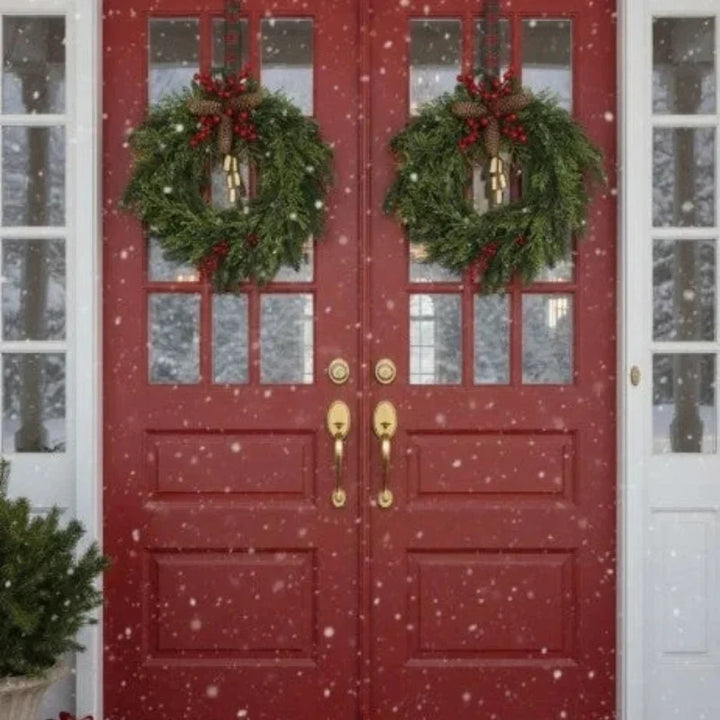 Grapevine Christmas wreath with golden bells