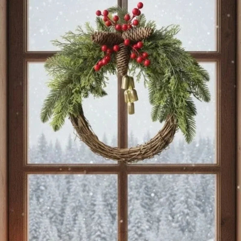 Grapevine Christmas wreath with golden bells