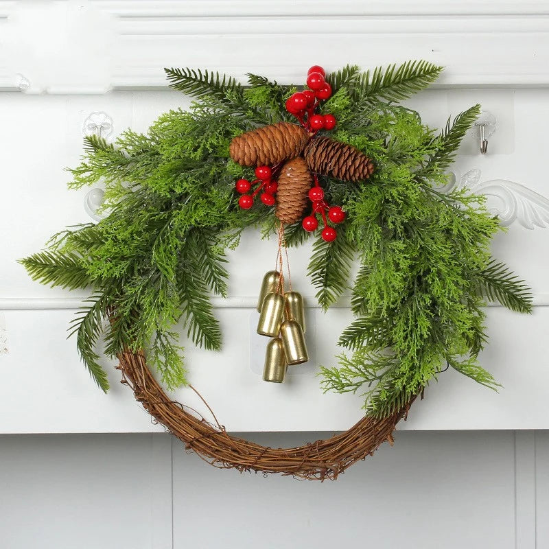 Grapevine Christmas wreath with golden bells