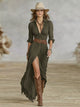 Women's Pleated Belted Lapel Summer Dress – image 3