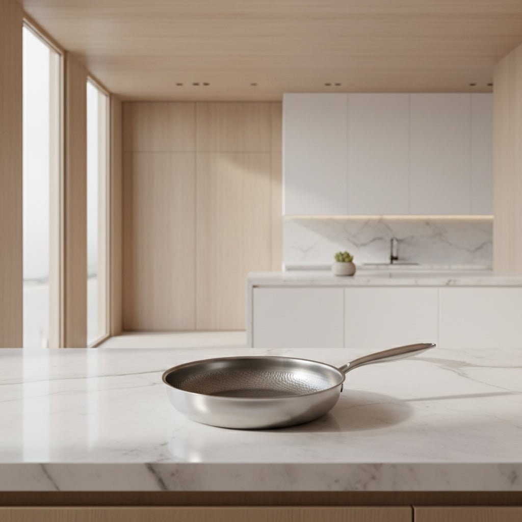 Hammered stainless steel frying pan