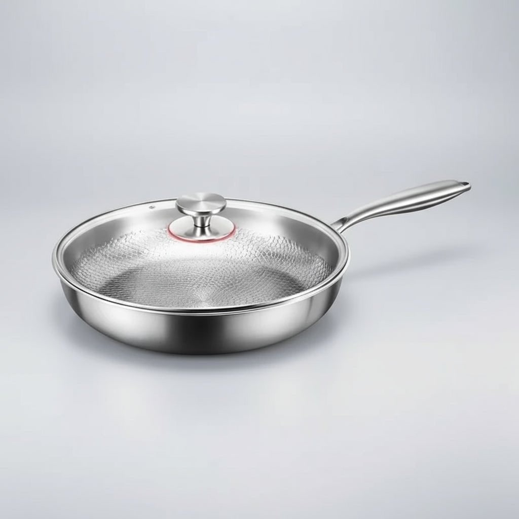Hammered stainless steel frying pan