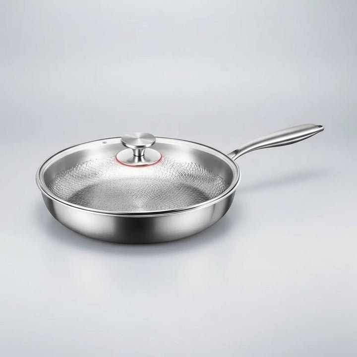 Hammered stainless steel frying pan