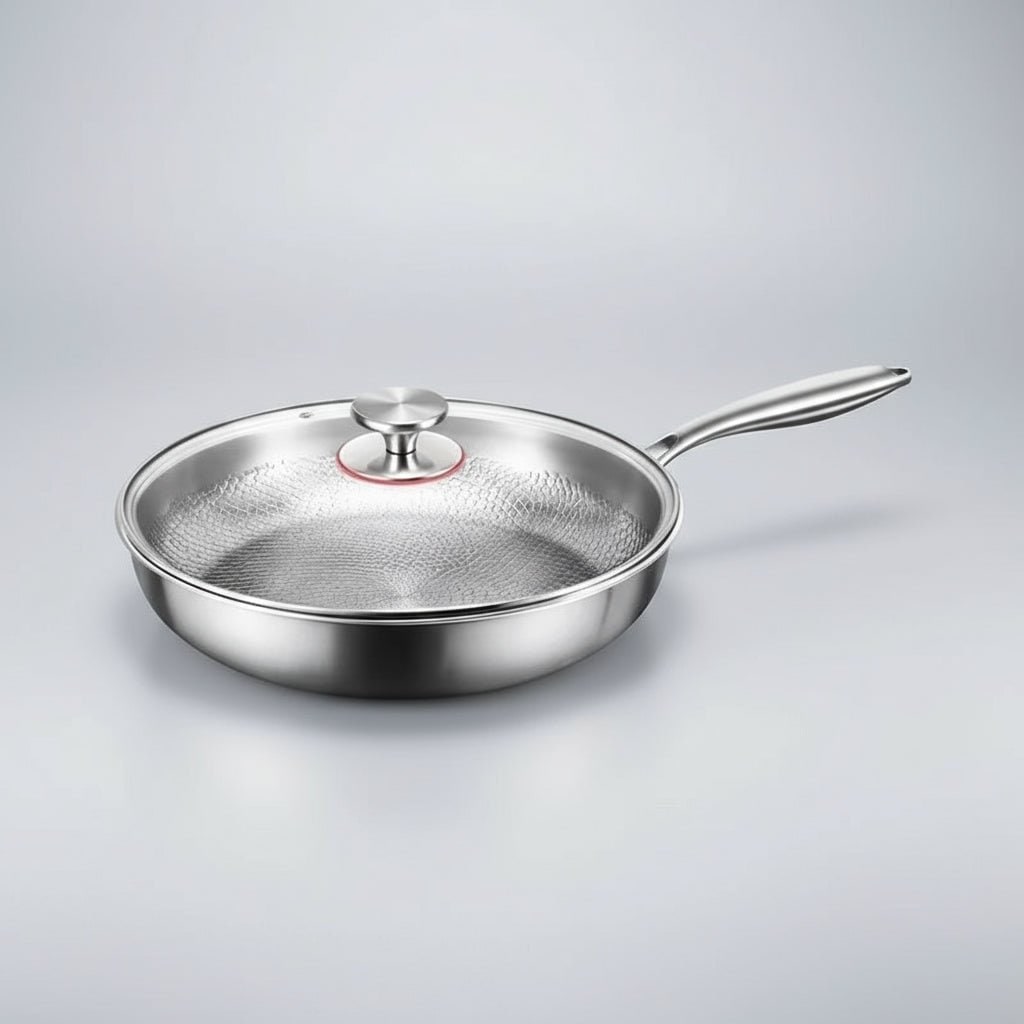Hammered stainless steel frying pan