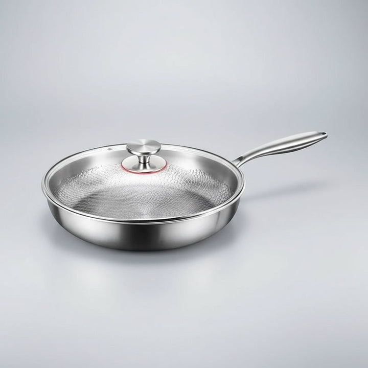Hammered stainless steel frying pan