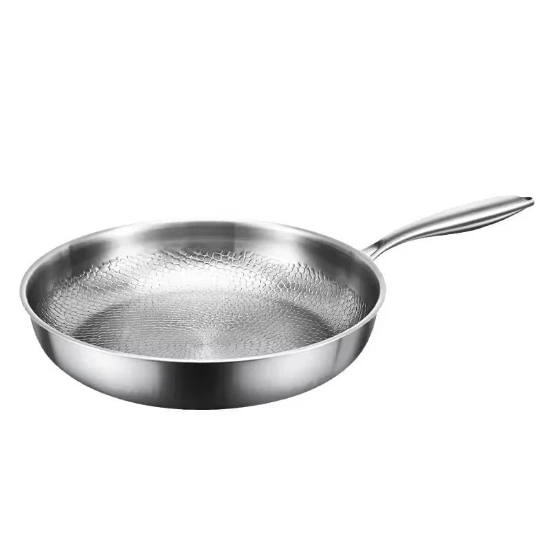 Hammered stainless steel frying pan