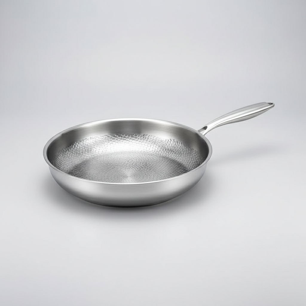 Hammered stainless steel frying pan