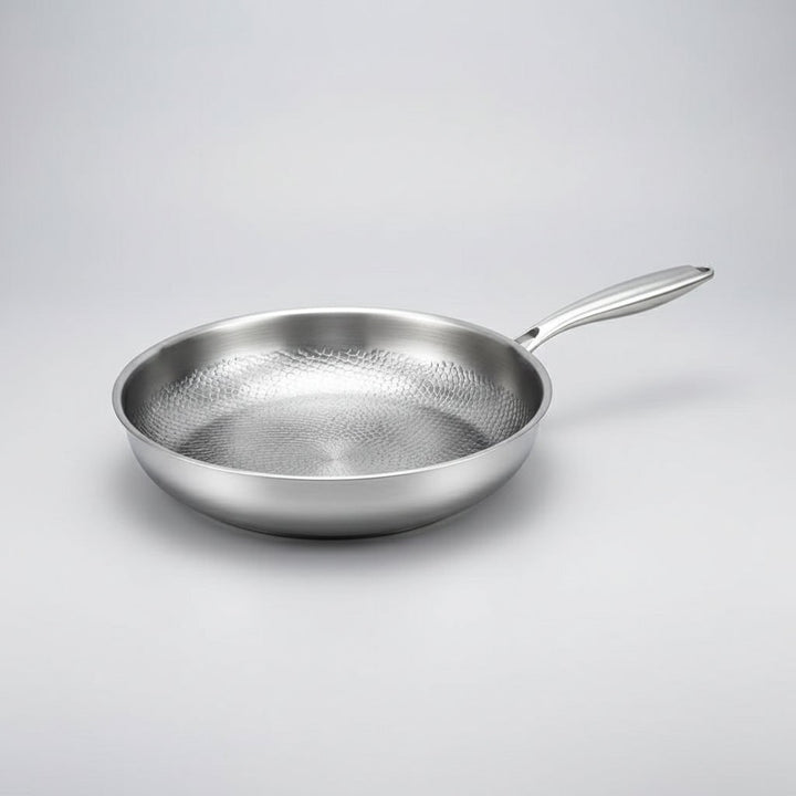 Hammered stainless steel frying pan