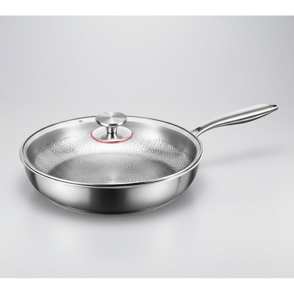Hammered stainless steel frying pan