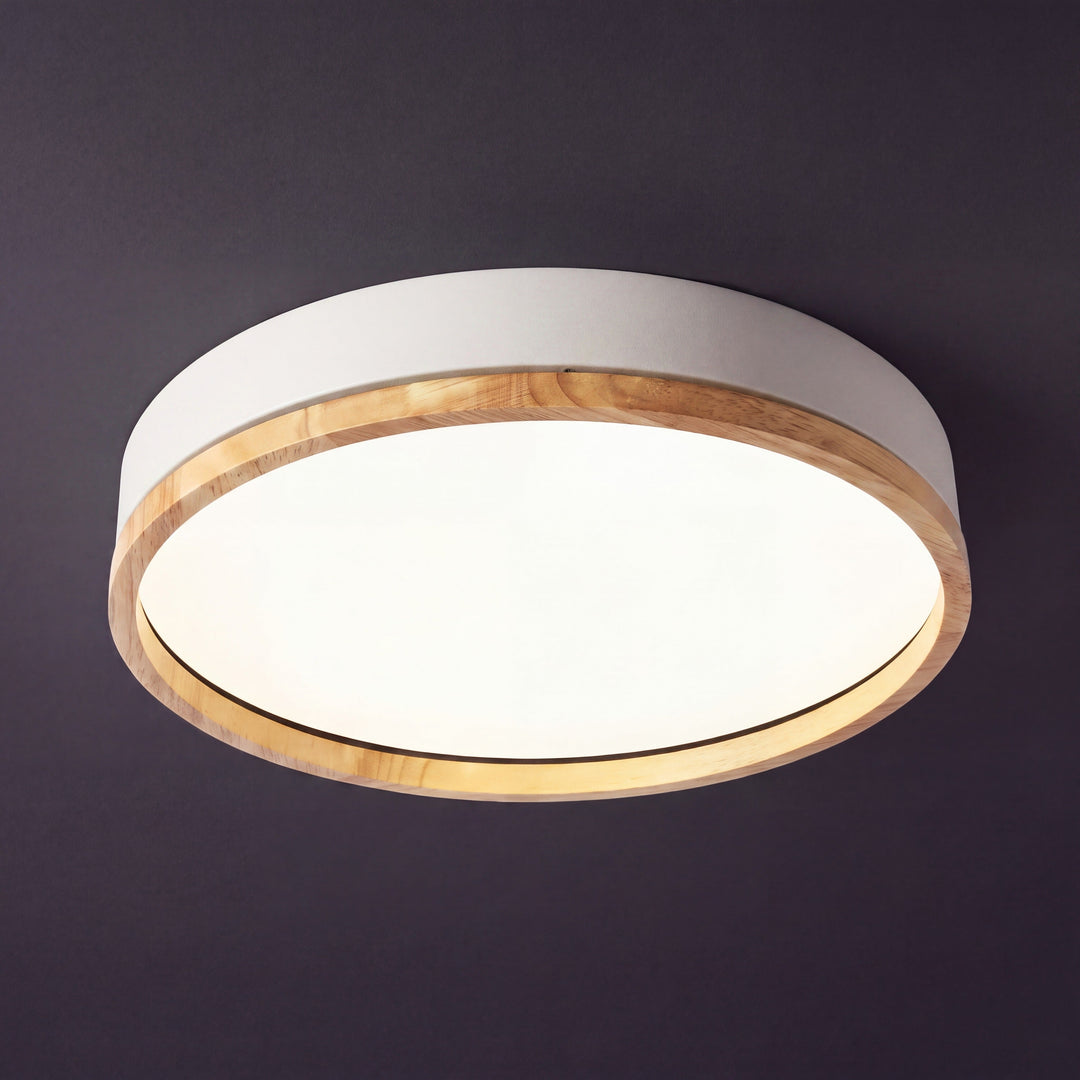 Scandinavian Wood Flush Ceiling Light | Dimmable with Remote