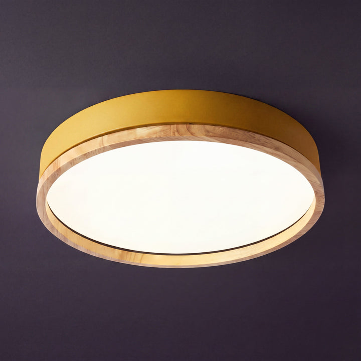 Scandinavian Wood Flush Ceiling Light | Dimmable with Remote