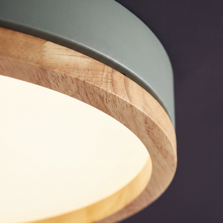 Scandinavian Wood Flush Ceiling Light | Dimmable with Remote
