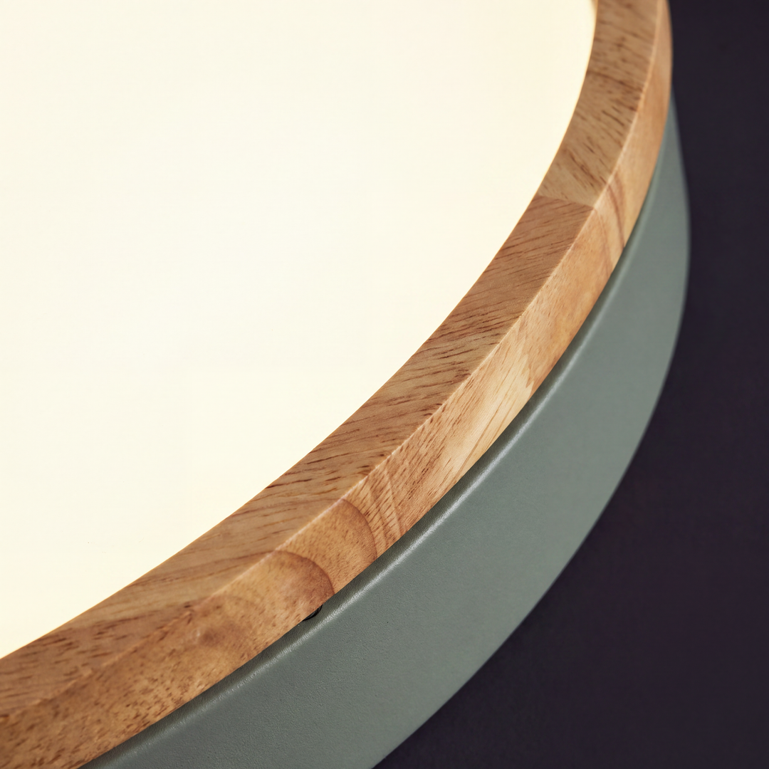 Scandinavian Wood Flush Ceiling Light | Dimmable with Remote