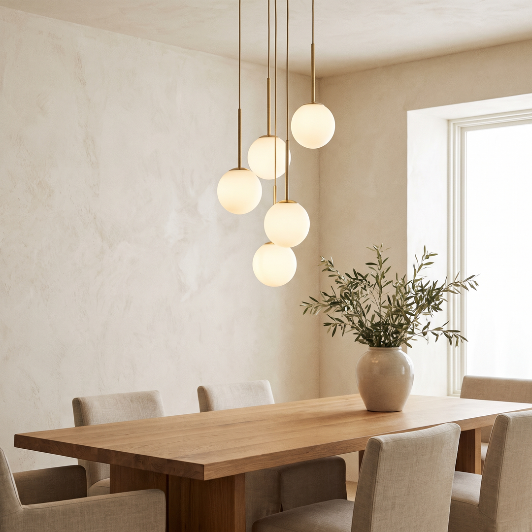 Nordic Cluster Pendant Light - Glass & Brass - Black