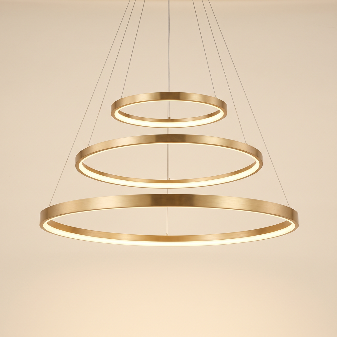 Multi-Ring Pendant Chandelier - Adjustable Drops - Black