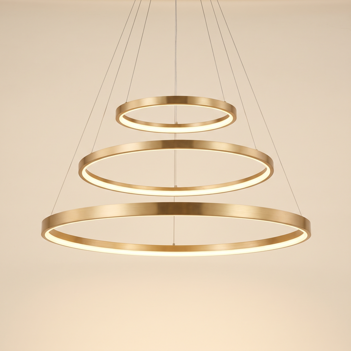 Multi-Ring Pendant Chandelier - Adjustable Drops - Black