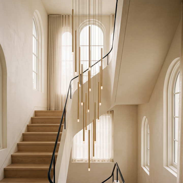 Linear Cluster Chandelier - Adjustable Wires - 15 Lights