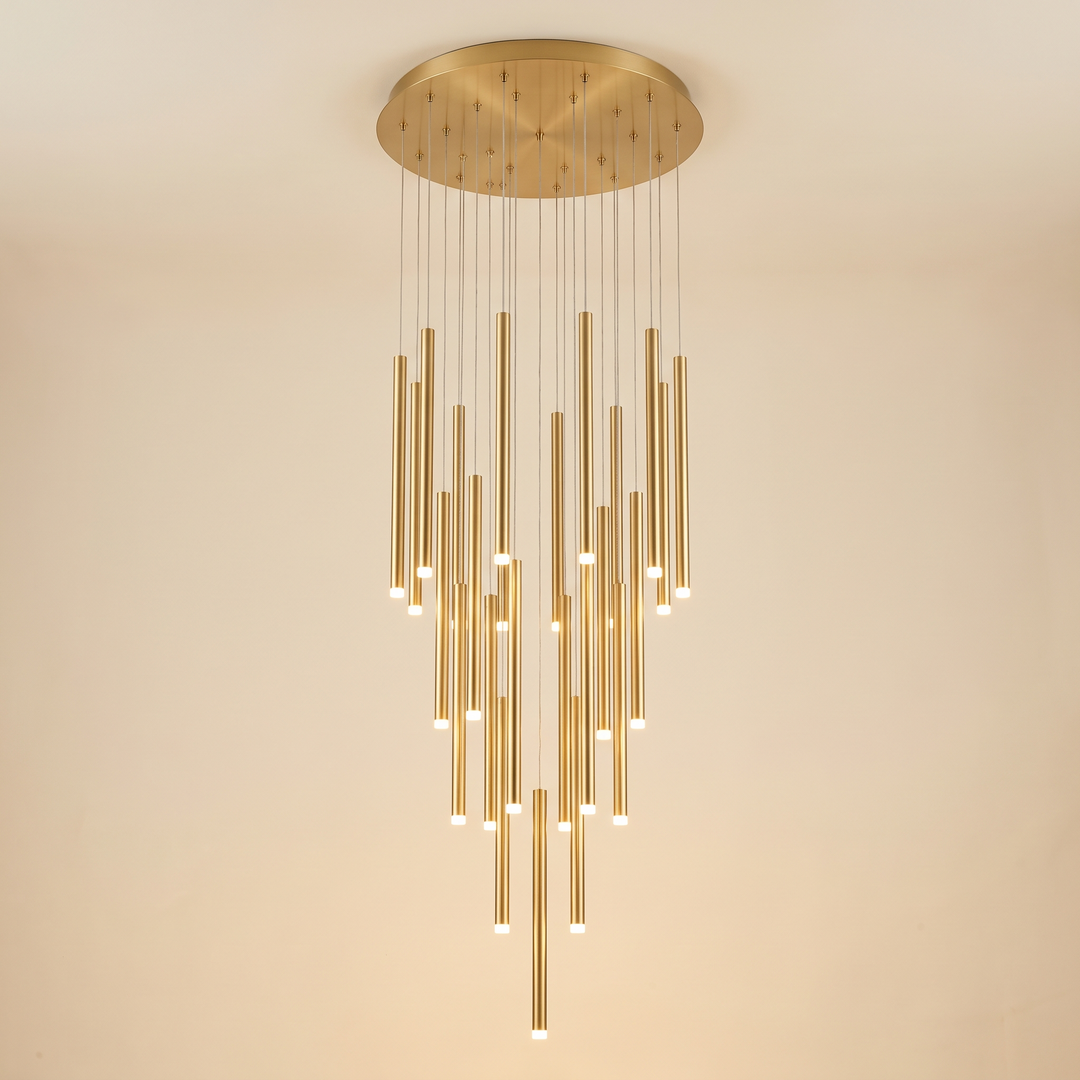 Linear Cluster Chandelier - Adjustable Wires - 10 Lights