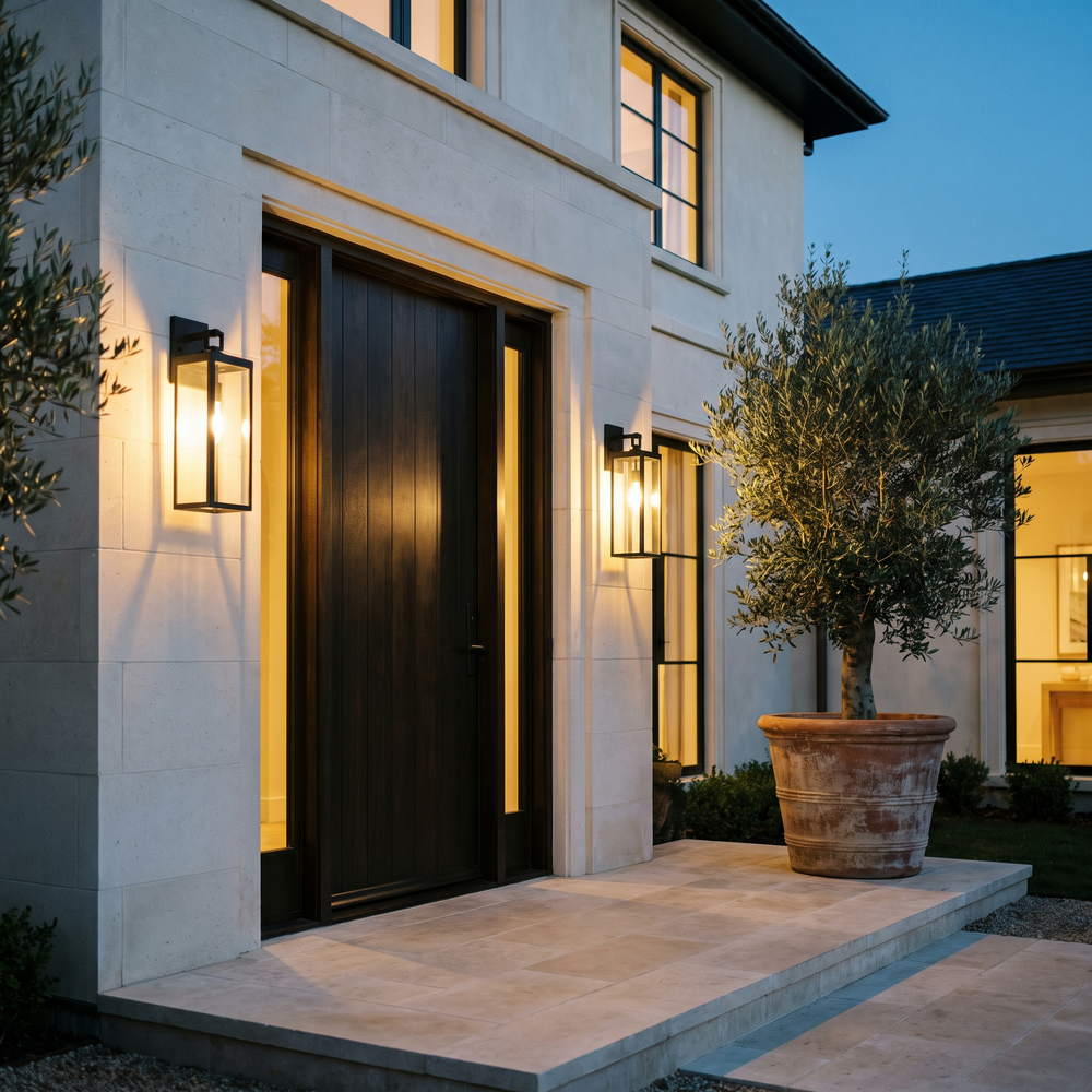 Glass & Steel Outdoor Wall Lantern
