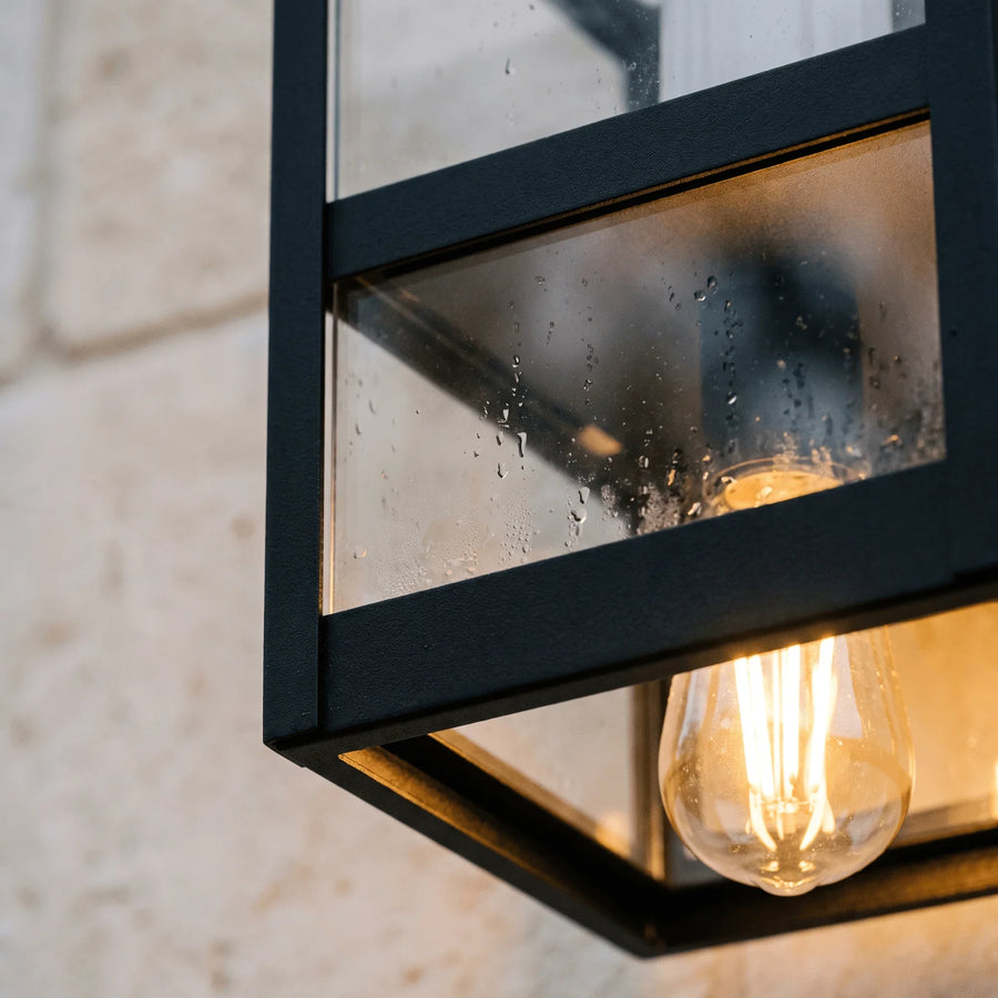 Glass & Steel Outdoor Wall Lantern