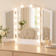 Dimmable vanity mirror light bulbs around a dressing table mirror