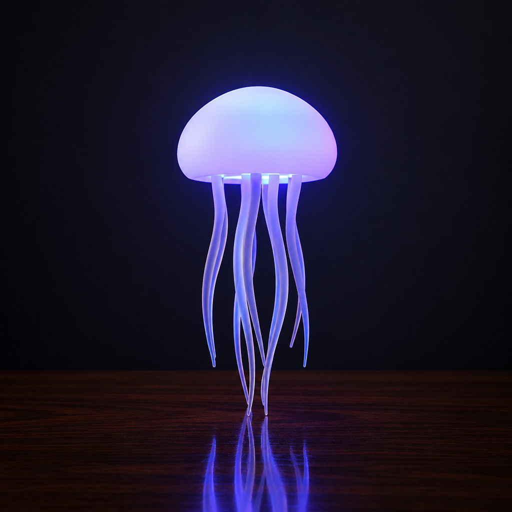 Jellyfish colour-changing mood lamp glowing blue