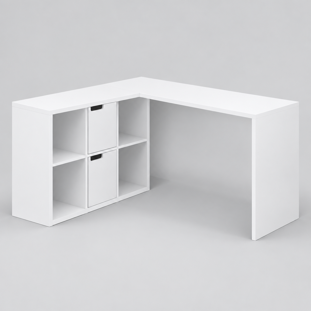 L-Shaped Corner Desk with Bookcase