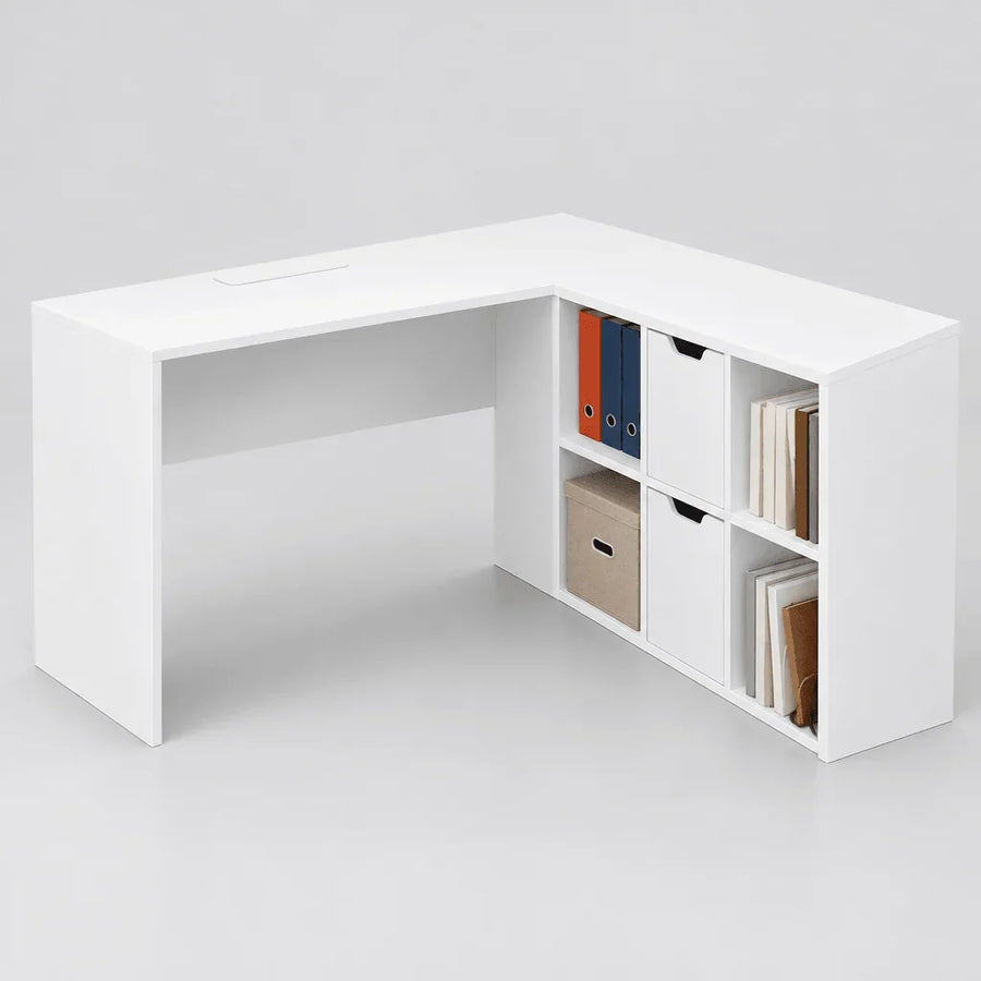 L-Shaped Corner Desk with Bookcase detail