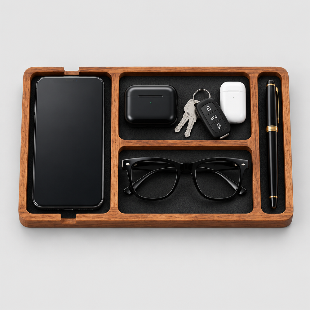 Solid Wood Desk Tray detail