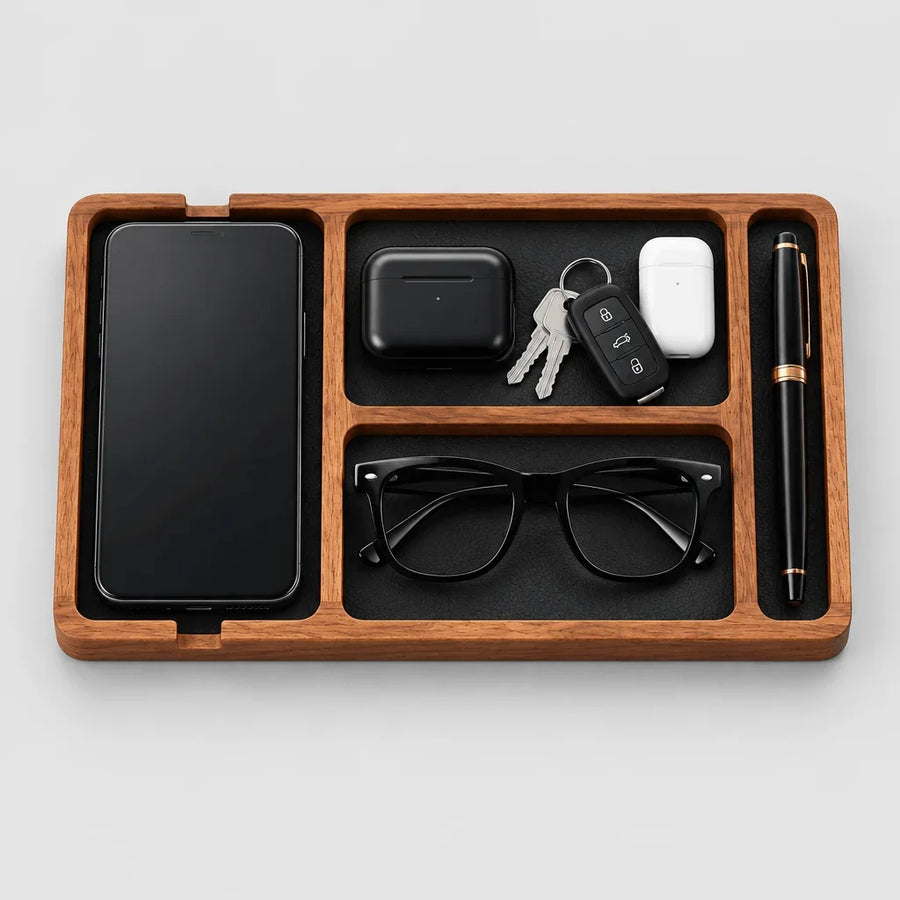Solid Wood Desk Tray detail