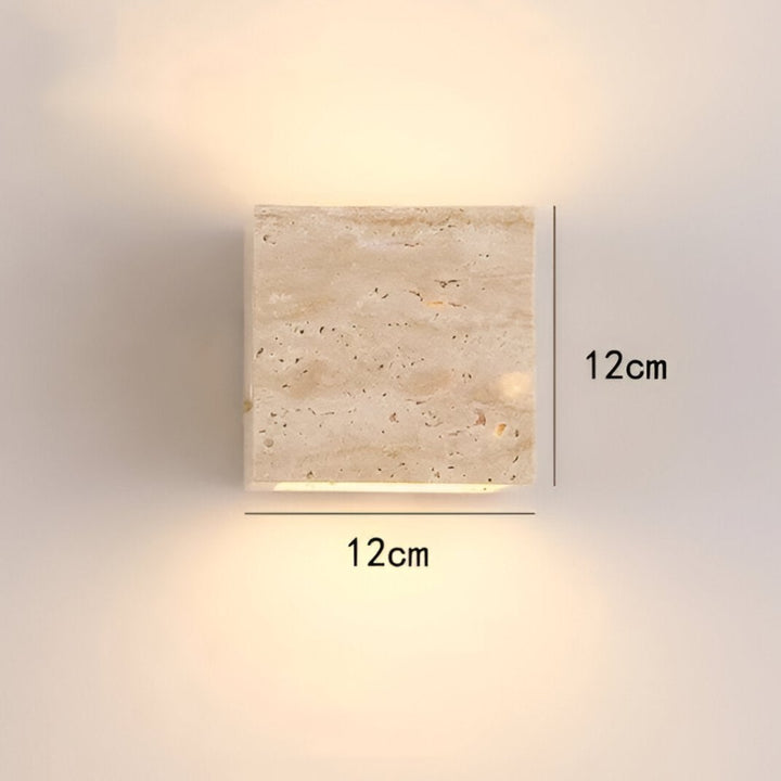 Travertine Cube Outdoor Wall Light | Natural Stone, Up and Down LED
