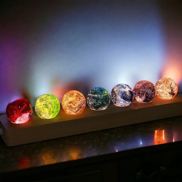 Galaxy Crystal Orb Display Set of Seven