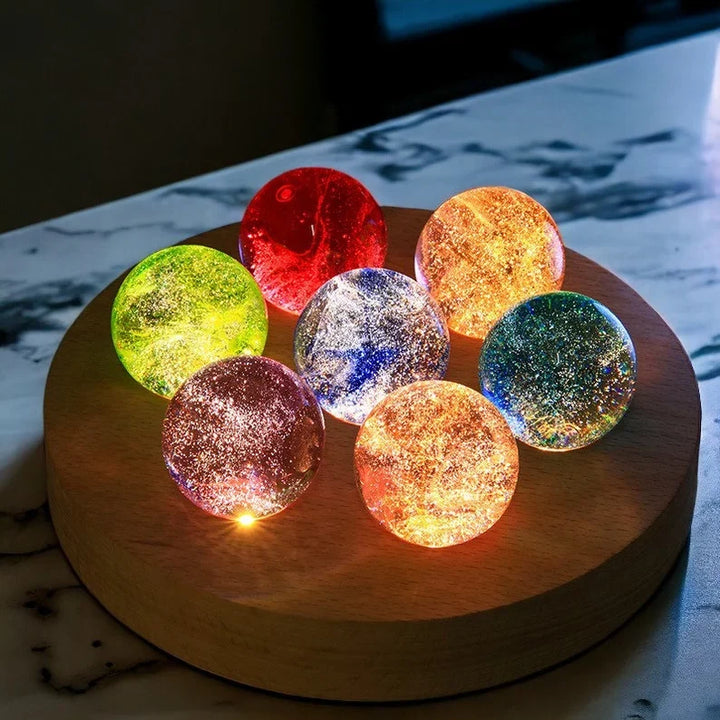 Galaxy Crystal Orb Display Set of Seven
