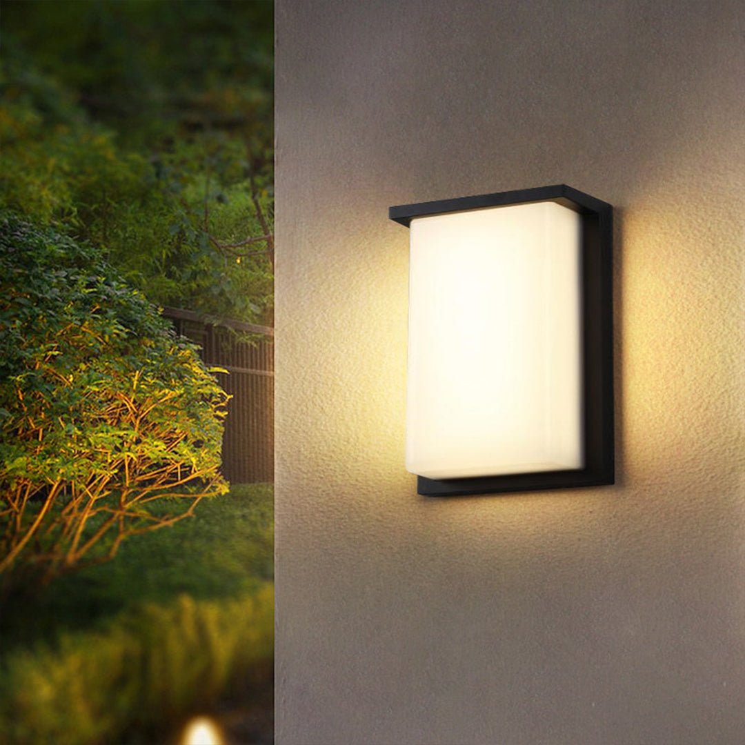 Rectangular Outdoor Wall Light | Black Frame, Opal Diffuser, IP65