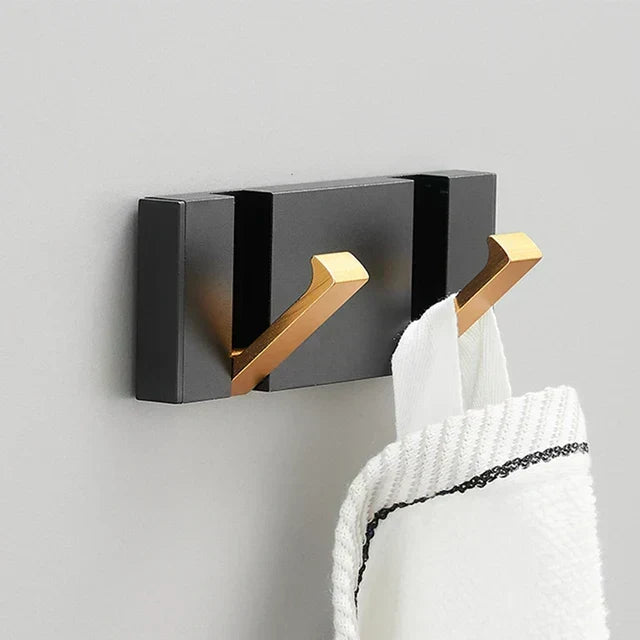 Folding Wall Hook Rail | Black or Black and Gold, 2 to 6 Hooks