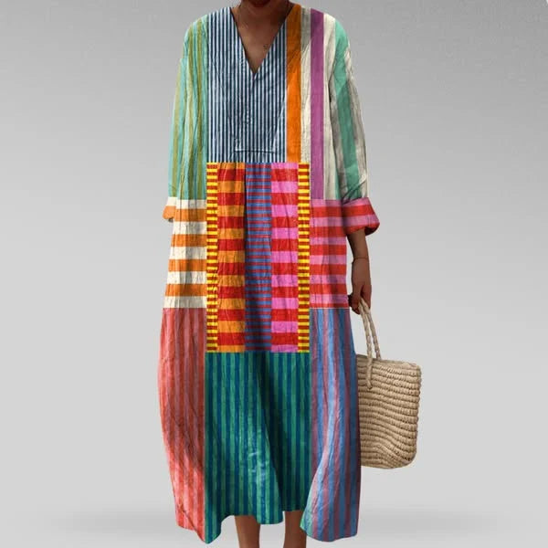 Women's Geometric V-Neck Summer Dress – image 3