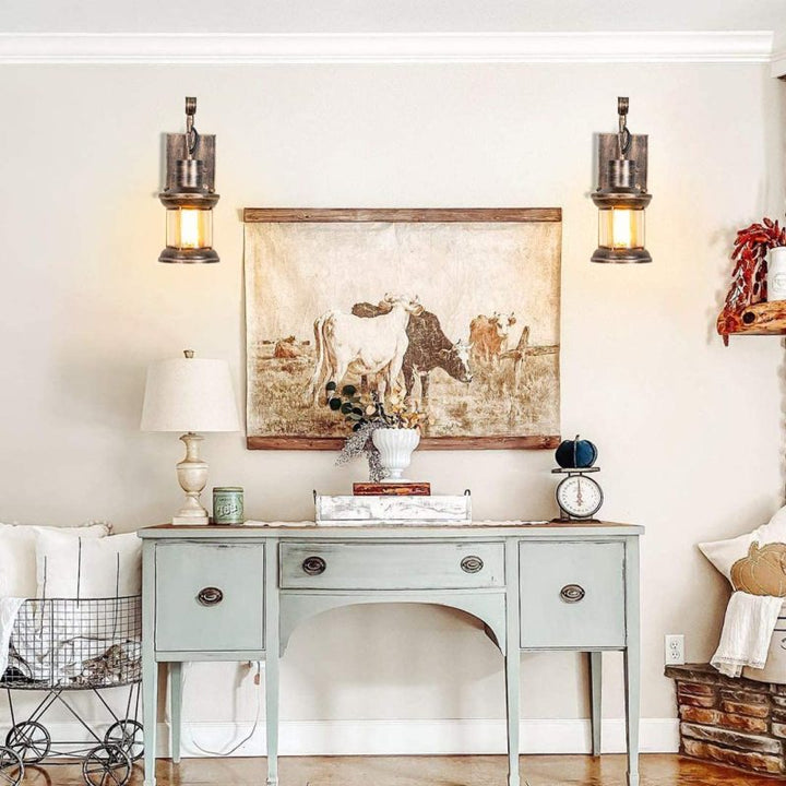 Industrial lantern wall light