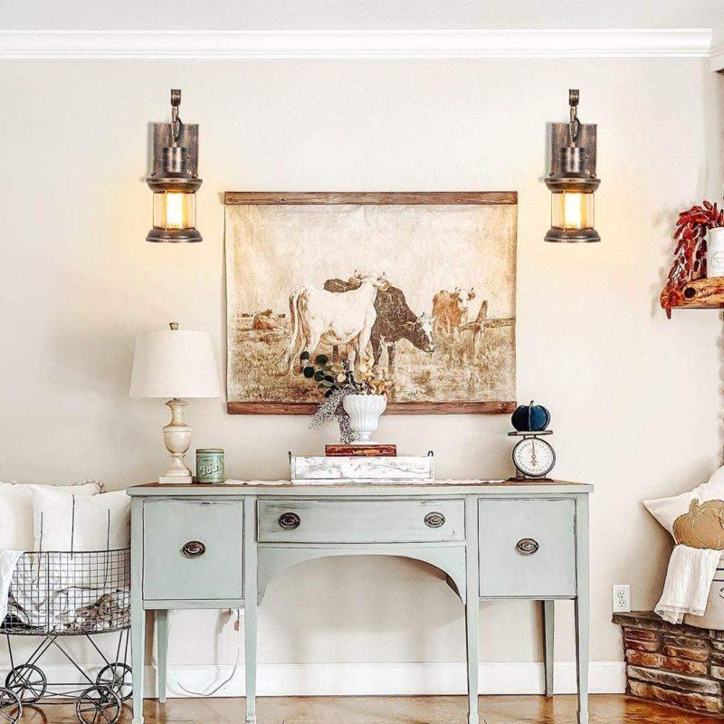 Industrial lantern wall light
