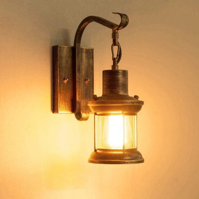 Industrial lantern wall light