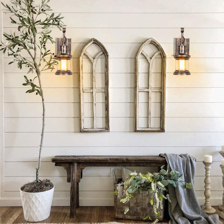 Industrial lantern wall light