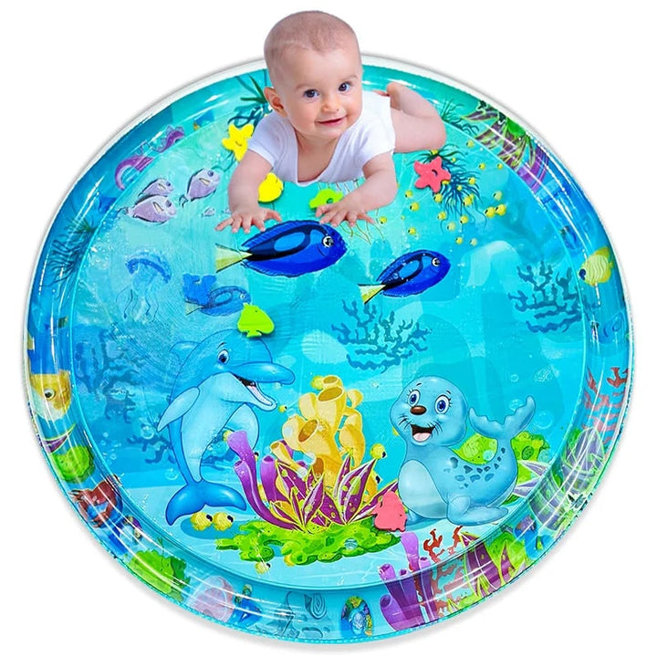 Inflatable tummy time water play mat