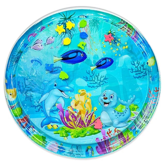 Inflatable tummy time water play mat