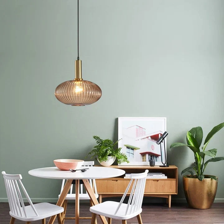 Ribbed Glass Pendant Light | Cylinder, Bottle or Drum Shade