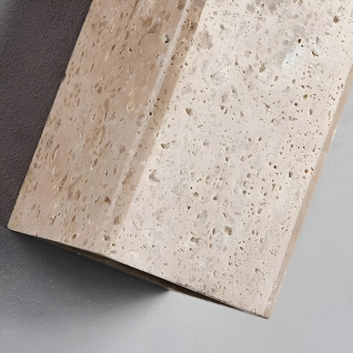 Travertine Cube Outdoor Wall Light | Natural Stone, Up and Down LED
