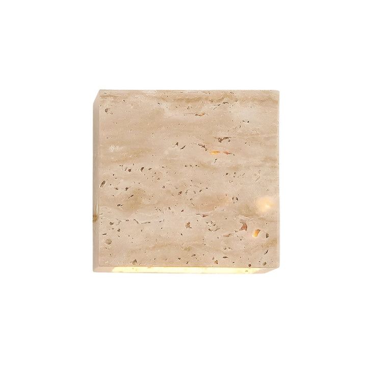 Travertine Cube Outdoor Wall Light | Natural Stone, Up and Down LED